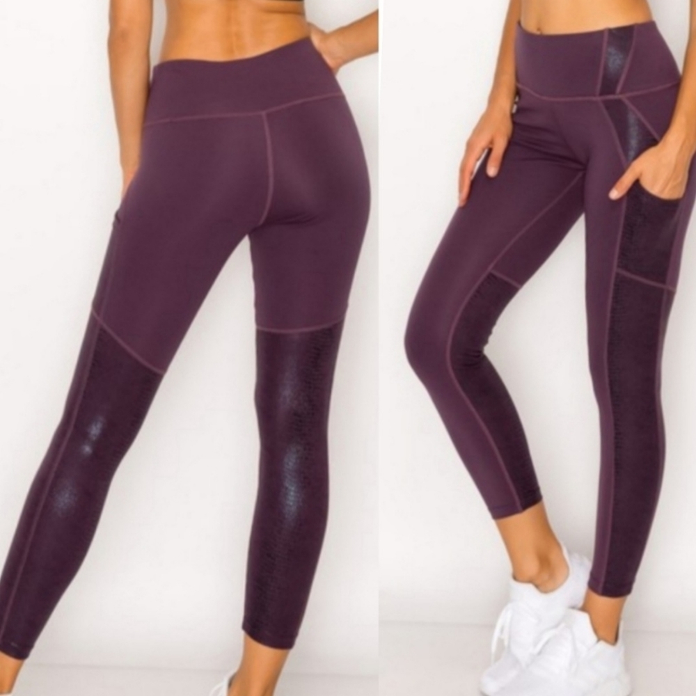 Deep Violet Purple Orchid Active Leggings Tights NWT